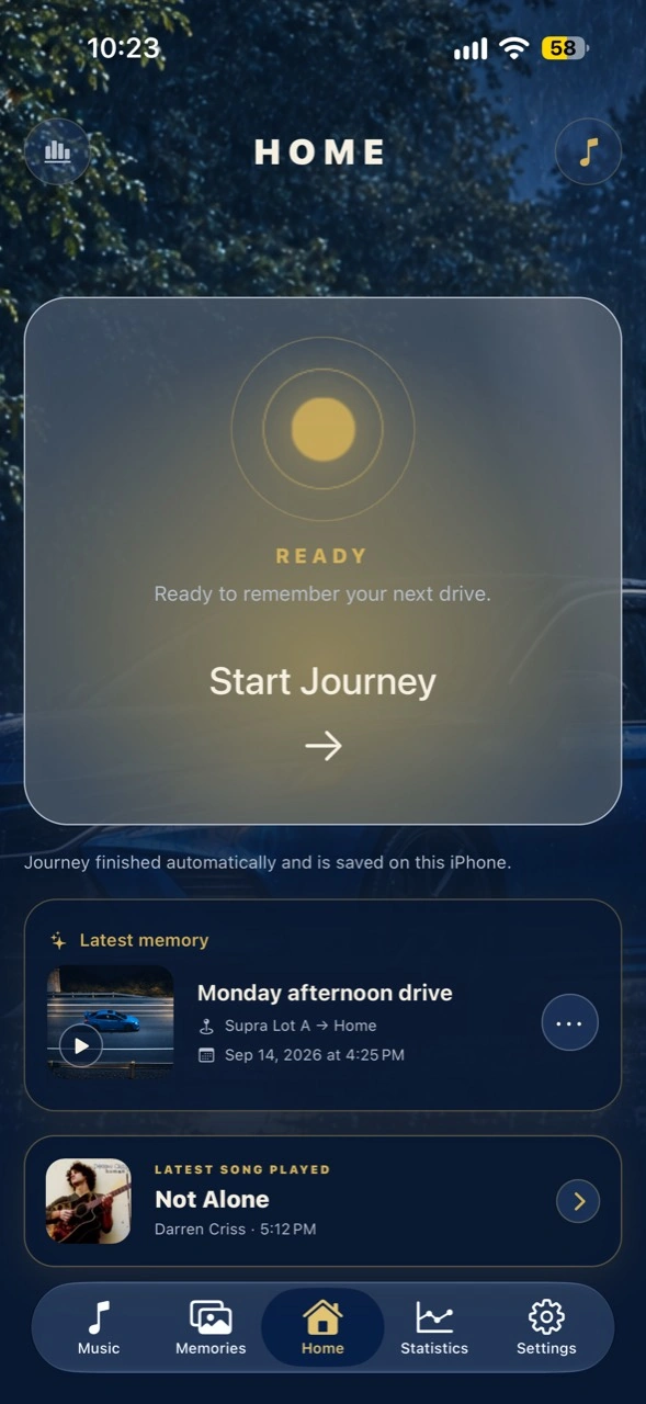 JourneyDeck Home with the Start Journey control