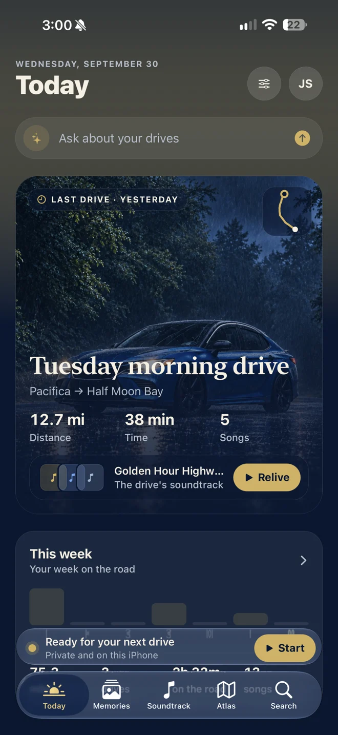 JourneyDeck 4.0 Today with the journey recorder
